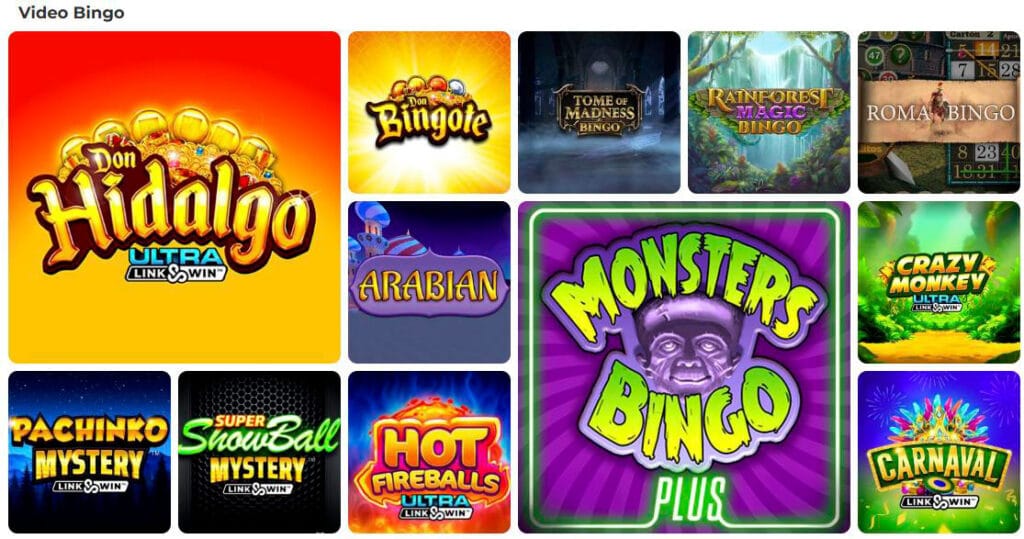 Juegos de video bingo del casino Gratogana